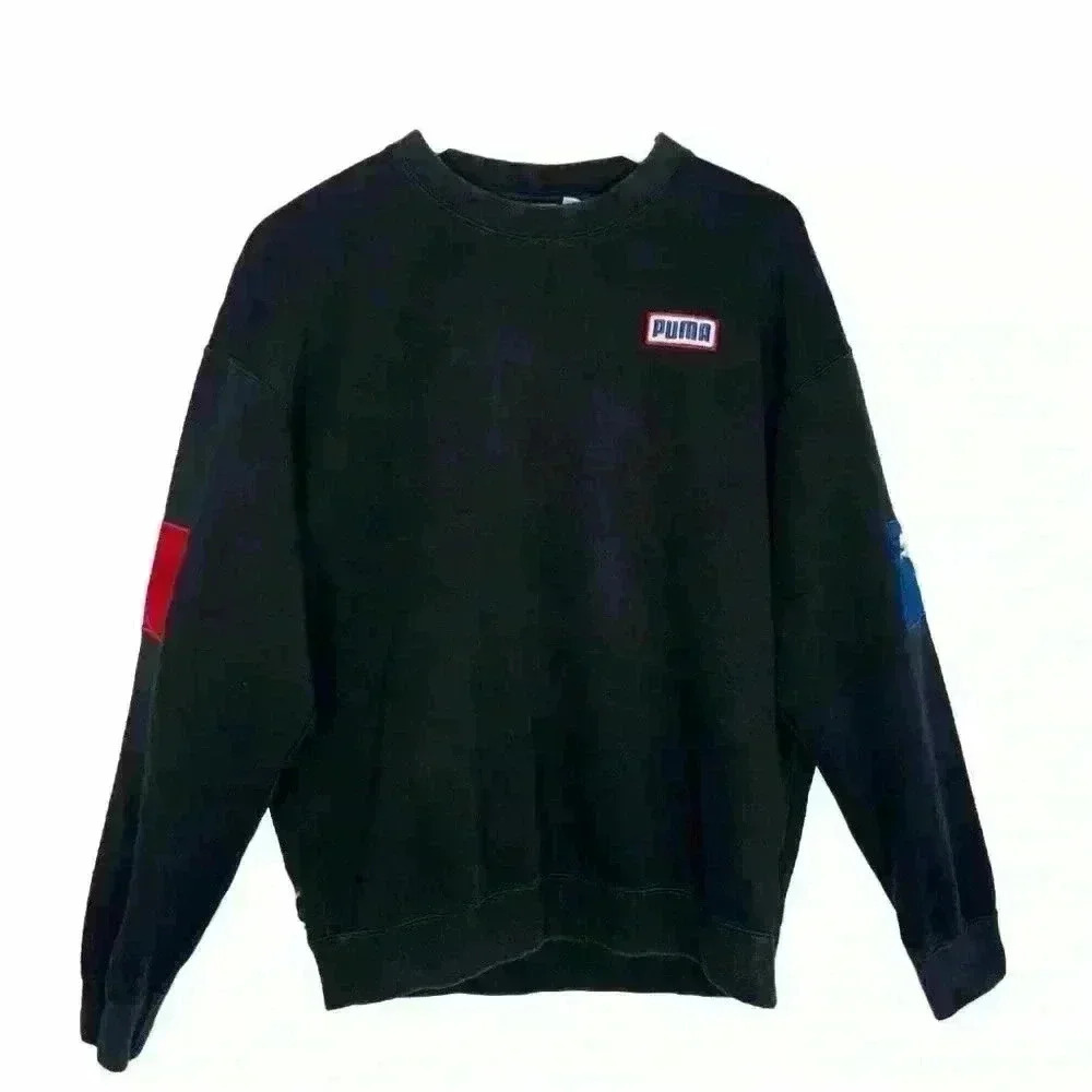 Puma Long Sleeve Moto Themed Crewneck Pullover Sweater Size M